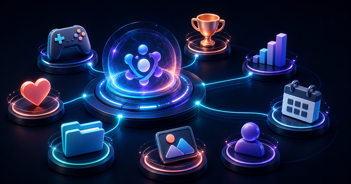 Connected platform hubs for games, community, events, growth and resources
